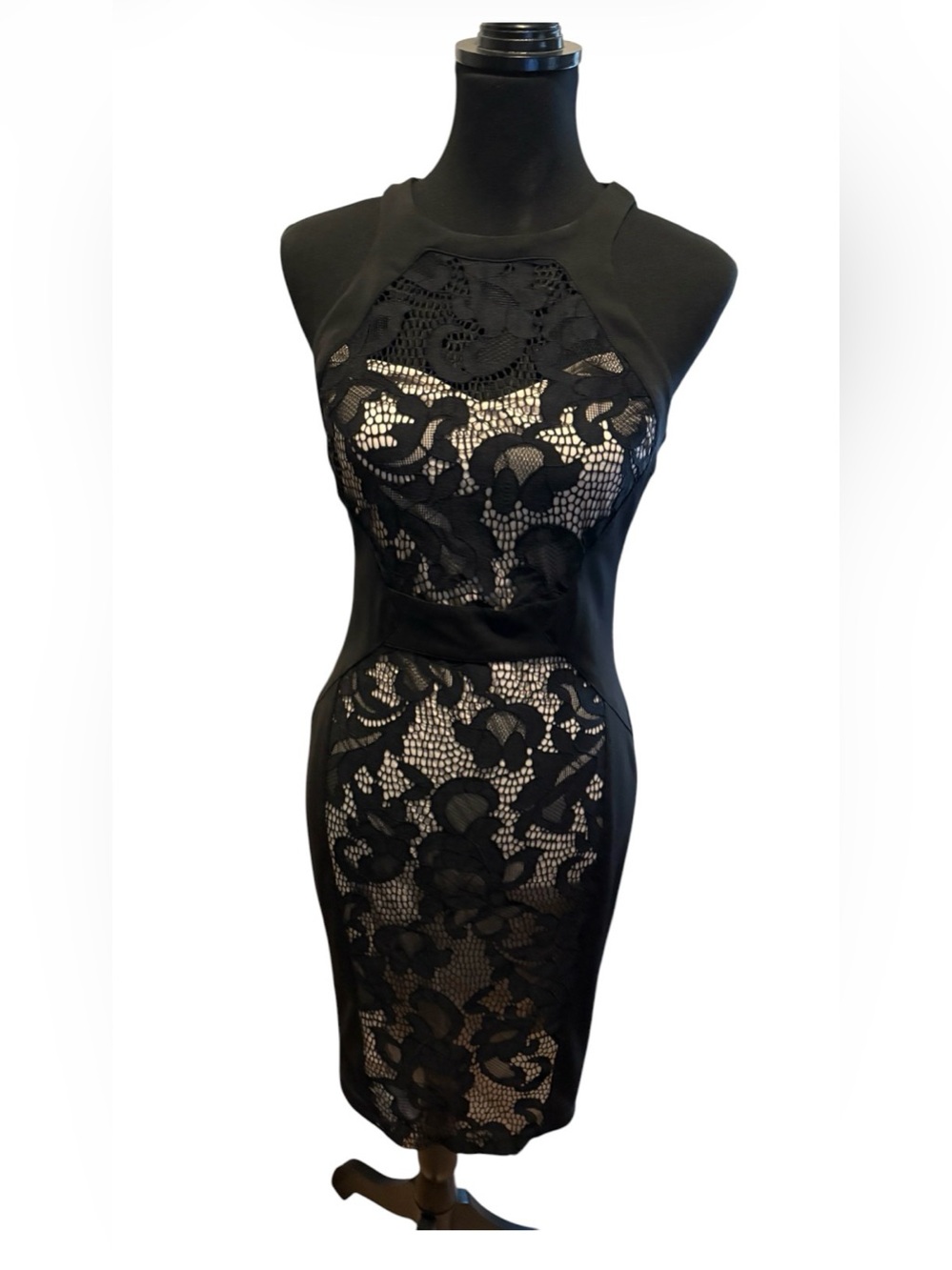 Cache Black Lace Midi Dress
